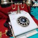 Telefon vintage francez, anii 1950, din marmura, greutate 4Kg